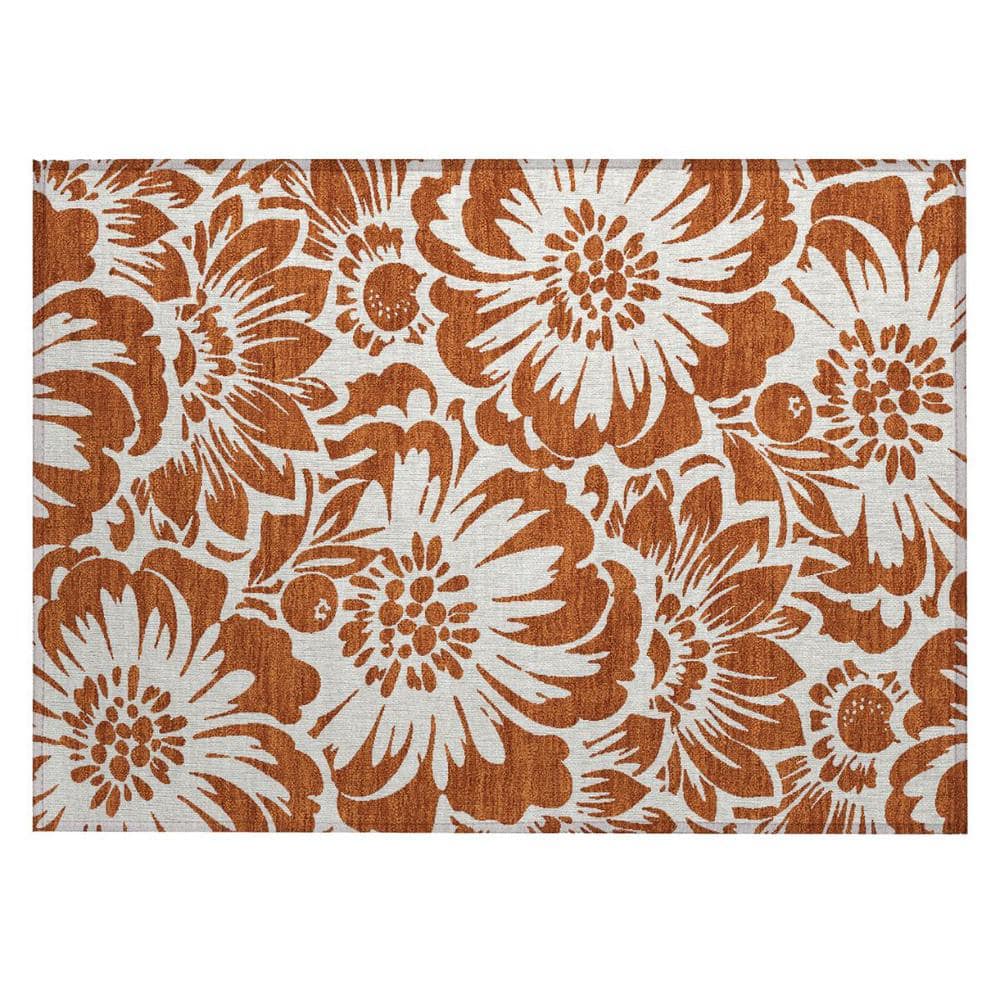 Rust and Ivory 2 ft. x 3 ft. Woven Floral Rectangle Indoor/Outdoor Area Rug price history on PriceWatchPro