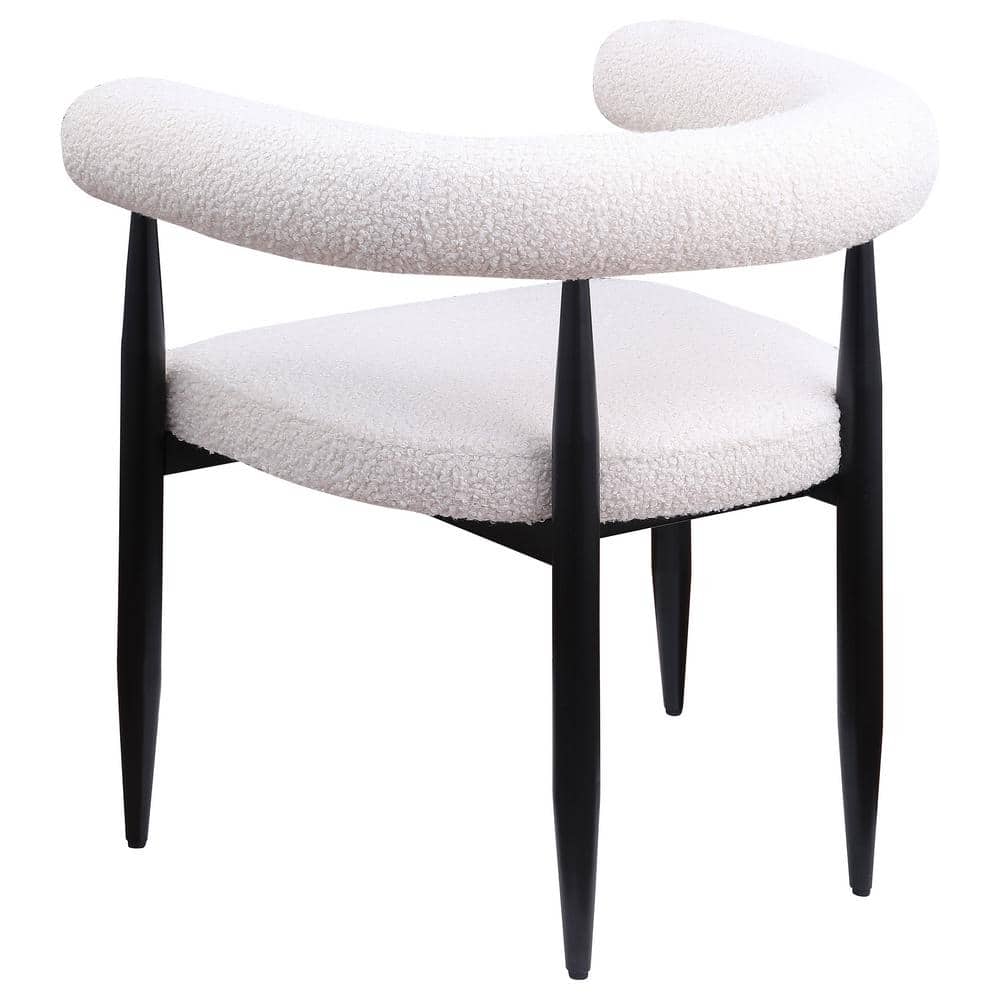 Cream Boucle Upholstered Metal Frame Arm Chair Set