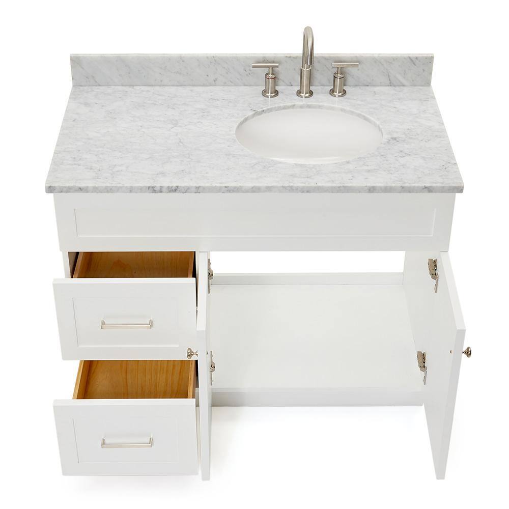 Hamlet 43" White Carrara Marble Single Vanity Set