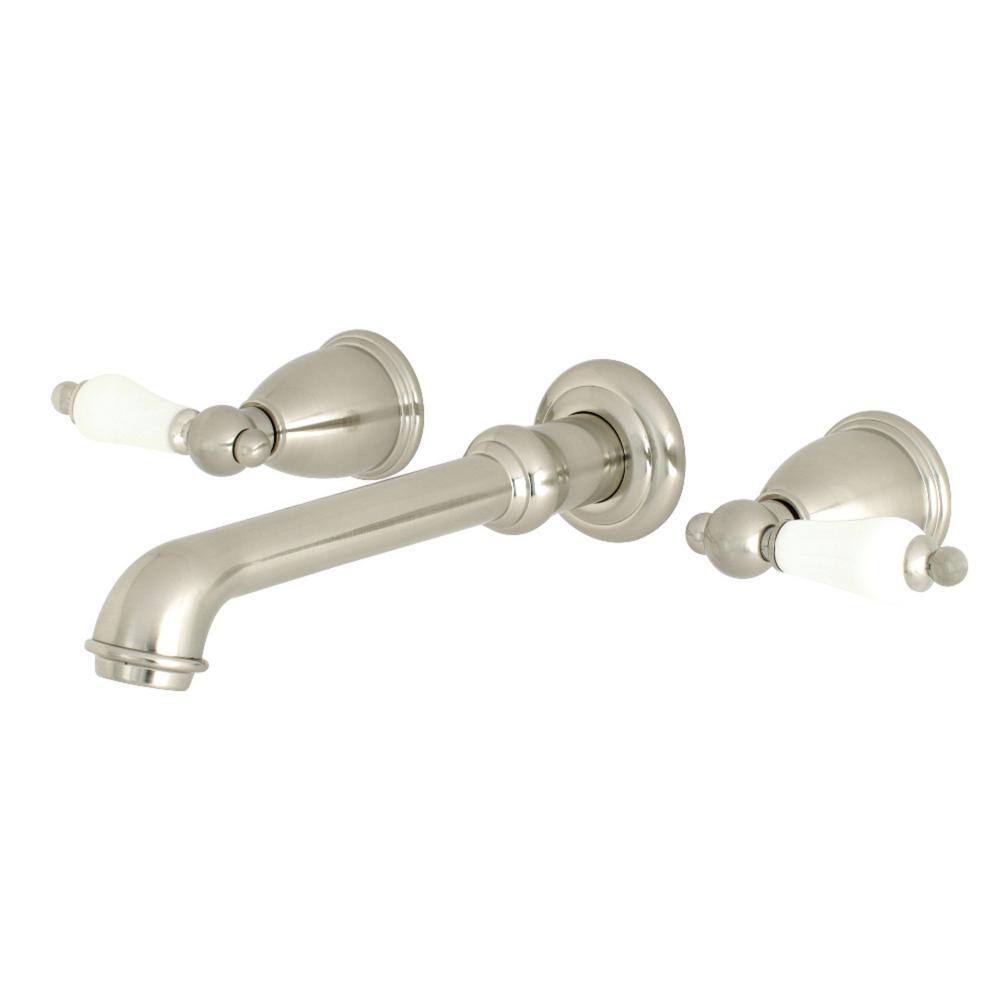 Kingston Brass French Country 2-Handle Wall Mount Bathroom Faucet in Brushed  Nickel HKS7128PL - The Home Depot