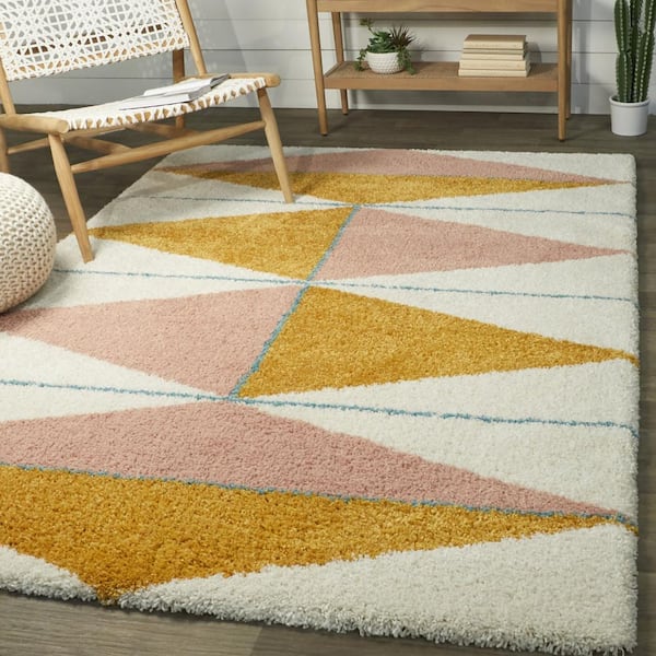 Levine Orange 4 ft. x 6 ft. Geometric Shag Area Rug