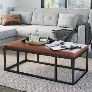 Nelson 47 in. Warm Brown/Black Large Rectangle Wood Coffee Table with Storage