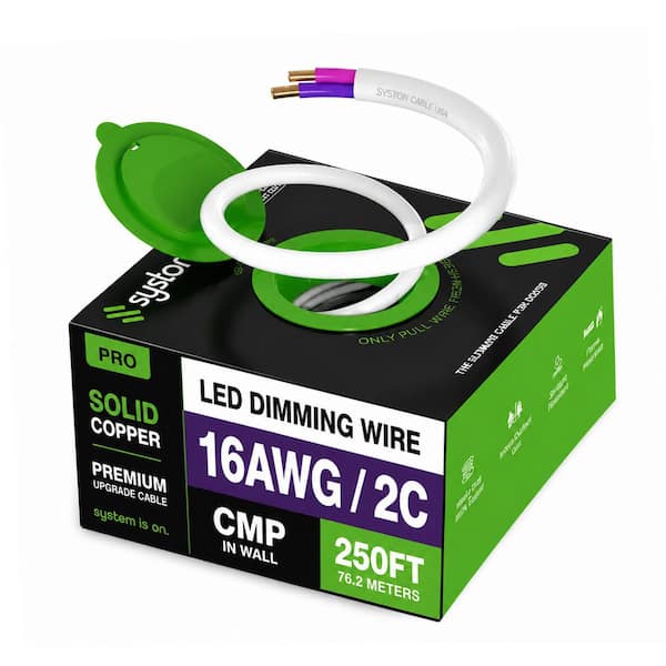 250 ft. 16/2 White CMP LED Lighting Control Wire Solid Bare Copper Plenum Rated CL3P UV Resistance