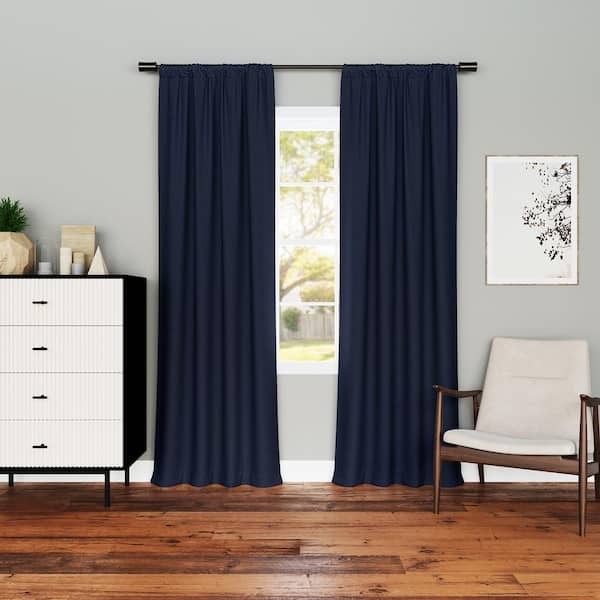 Sun Zero Kinnear Textured Navy Blue Polyester 40 in. W x 84 in. L