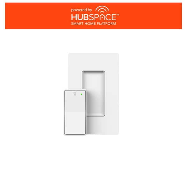 Smart Remote Rocker Switch with Bluetooth, No-Hub Required, Battery Powered, White (1-Pack), Powered by Hubspace