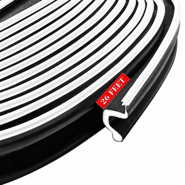 1 in. x 312 in. Black Kerf Door Weatherstrip Extra Wide Foam Seal for Large Gap Soundproof Exterior Door Frame