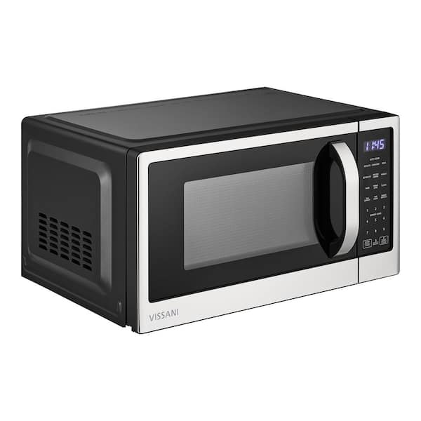 Vissani - 1.1 cu. ft. 1000-Watt Countertop Microwave Oven in Fingerprint Resistant Stainless Steel and Bar handle