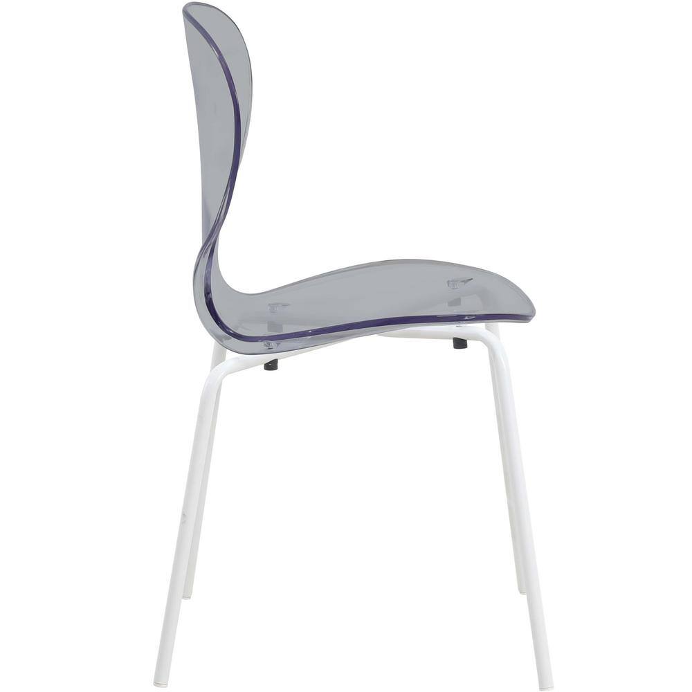 Oyster Transparent Black Plastic Side Chair with Stainless Steel Legs