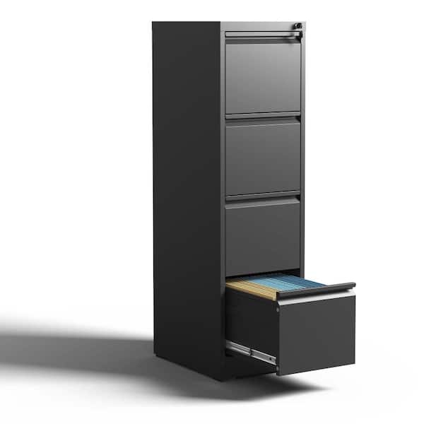 4-Drawer Black Metal 17.72 in. W Vertical File Cabinet durable construction easy to install