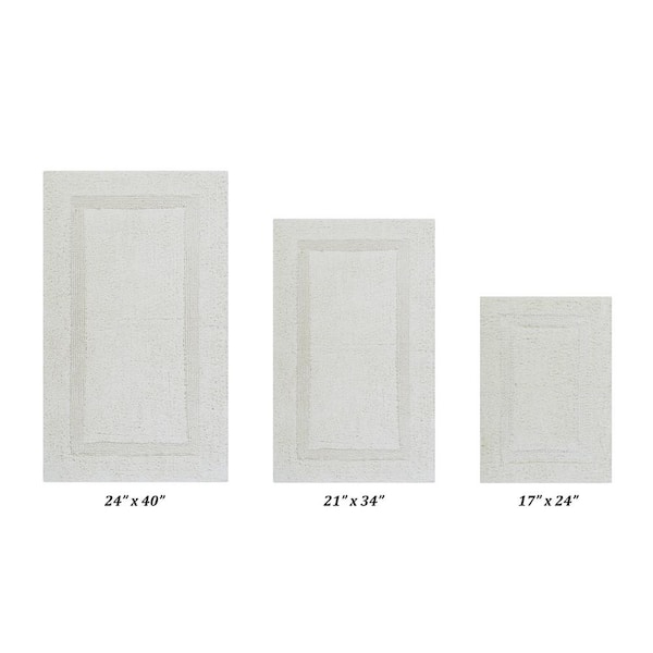 Better Trends Lux Collection Ivory 17 in. x 24 in., 21 in. x 34 in., 24 in. x 40 in. 100% Cotton 3-Piece Bath Rug Set