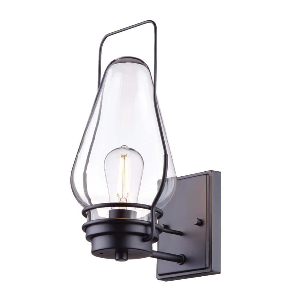 Globe Electric Covington 1-Light Black Outdoor Wall Lantern Sconce ...