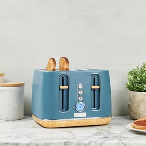 Dorchester 1600-Watt 4-Slices of Bread Stone Blue Wide Slot Toaster