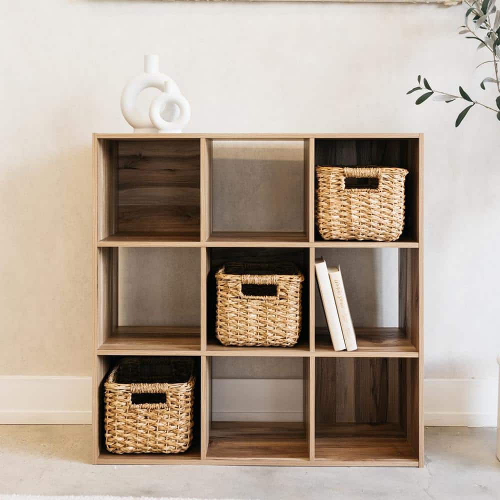 35.4 in. H x 35.4 in. W x 11.8 in. D Brown Wood 9-Cube Organizer