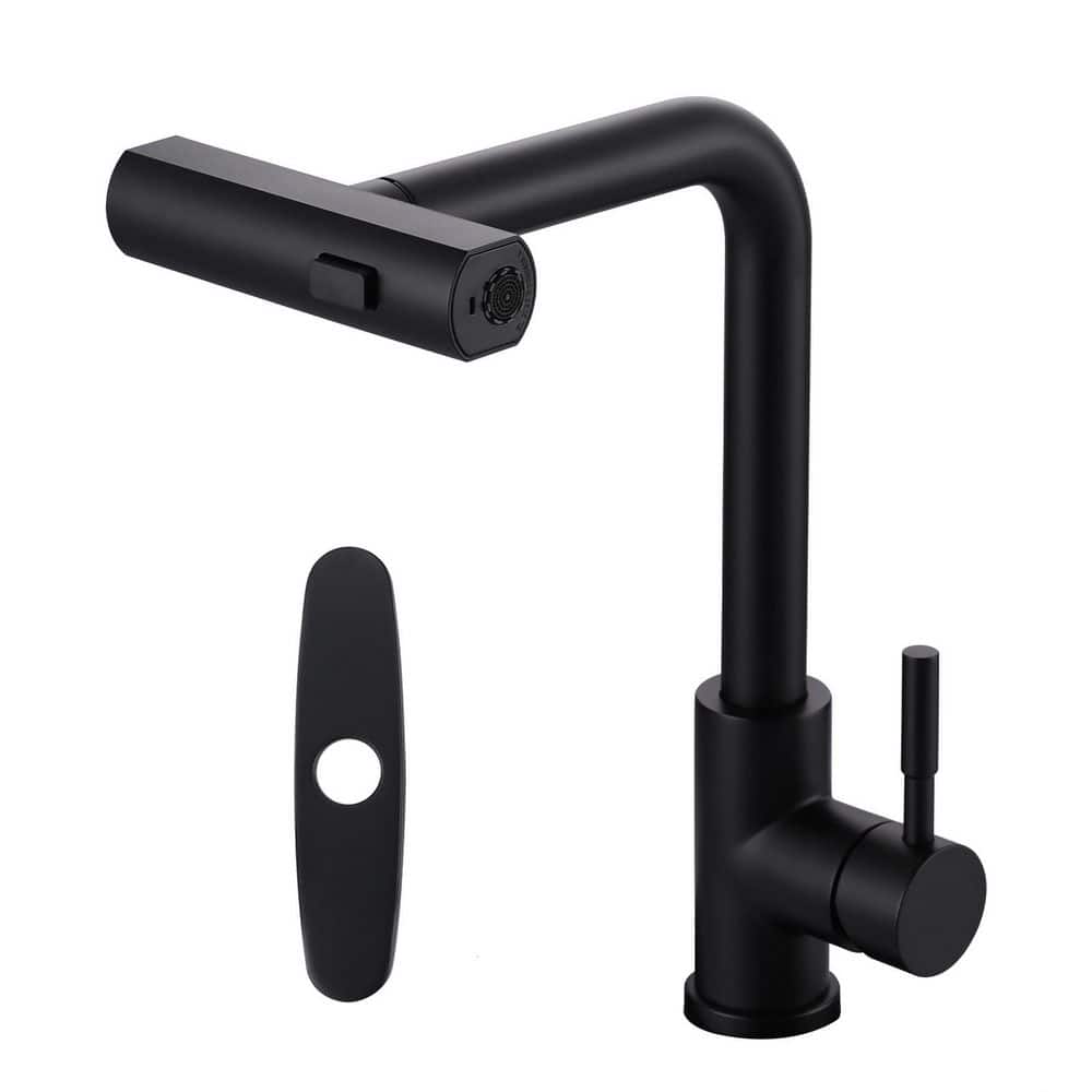 15.7 in. 3 Modes Single Handle Waterfall Pull Down Sprayer Kitchen Faucet with 360° Spout Swivel in Matte Black price history on PriceWatchPro
