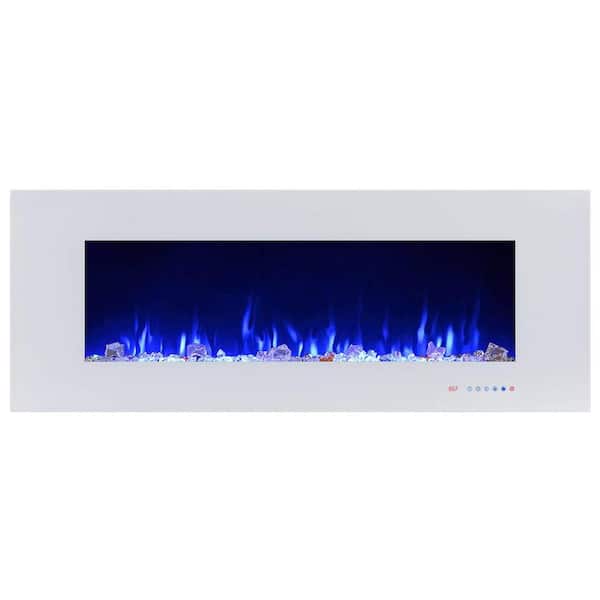 Prismaster ...keeps your home stylish 50 in. Wall-Mount Electric Fireplace with Overheating Protection, Timer and Remote, Touch Screen, 1500/750-Watt, White