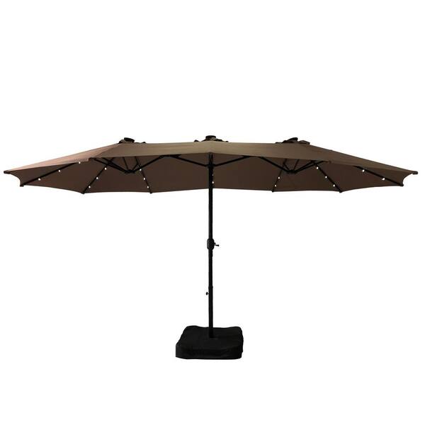 Mondawe 15 Ft Patio Market Amazing, 15 Ft Patio Umbrella With Solar Lights And Base