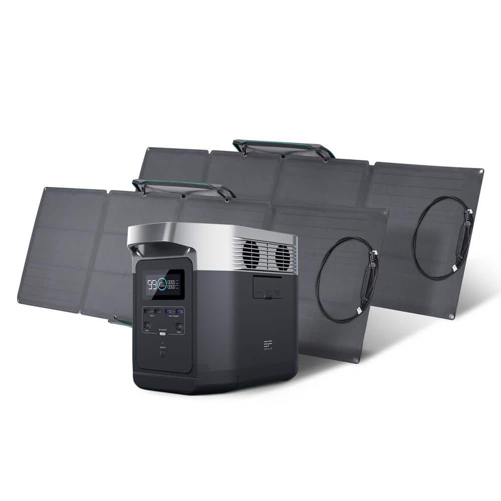 1600-Watt Continuous/1006-Watt Push-Button Start/Solar Generator with 110-W