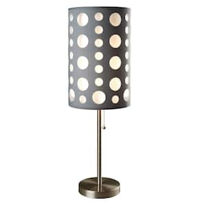 30 in. H Gray and White Retro Table Lamp for Living Room with Gray Metal Shade