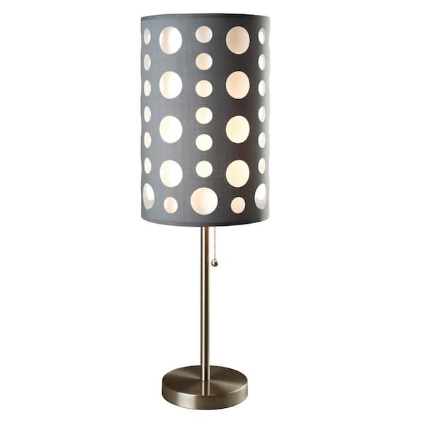 Sunpez 30 in. H Gray and White Retro Table Lamp for Living Room with Gray Metal Shade