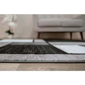 Alpine Gray 4 ft. x 6 ft. Contemporary Modern Boxes Area Rug