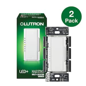 Maestro LED+ Dimmer Switch for Dimmable LED Bulbs, 150W/Single-Pole or Multi-Location, White (MACL-153MR-WH-2) (2-Pack)