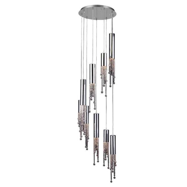 PLC Lighting 9-Light Polished Chrome Chandelier with Clear Glass Shade
