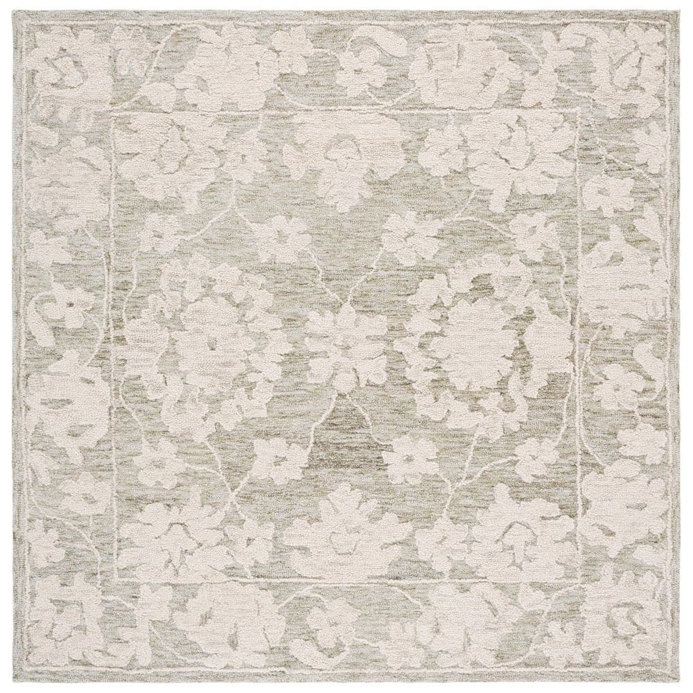 Marquee 6 ft. x 6 ft. Gray/Light Brown Border Floral Square Area Rug price history on PriceWatchPro