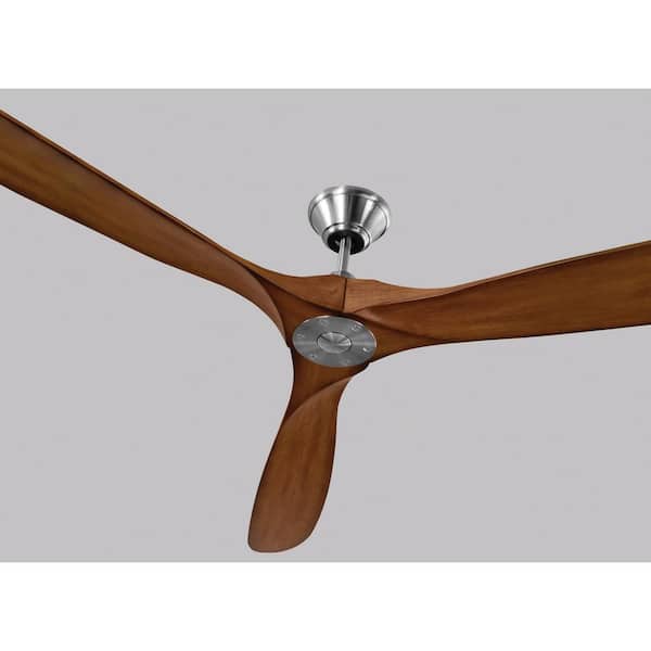 Maverick Super Max 88 in. Modern Indoor/Outdoor Brushed Steel Ceiling Fan with Koa Balsa Blades and Remote Control