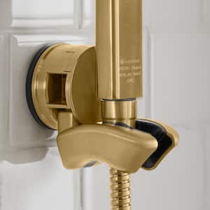 Modern 1-Spray 7.9 in. Dual Tub Wall Mount Fixed and Handheld Shower Heads 1.8 GPM in Matte Gold