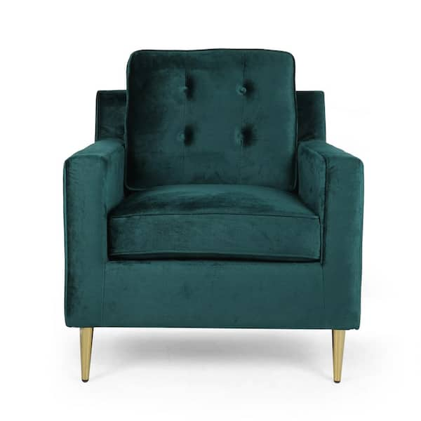 Noble House Hanlon Teal Velvet Tufted Club Chair