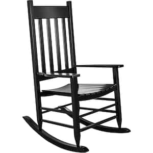 Black Natural Wood Patio Indoor/Outdoor Rocking Chair