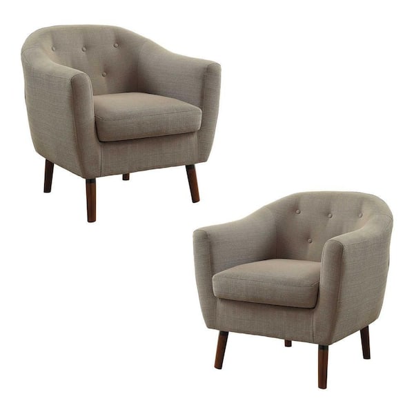EVERGLADE HOME Lhasa Beige Textured Upholstery Barrel Back Accent Chair (Set of 2)