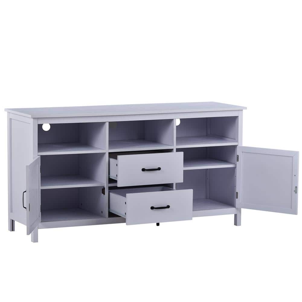 57 in. W x 18.1 in. D x 30 in. H Bathroom White Linen Cabinet