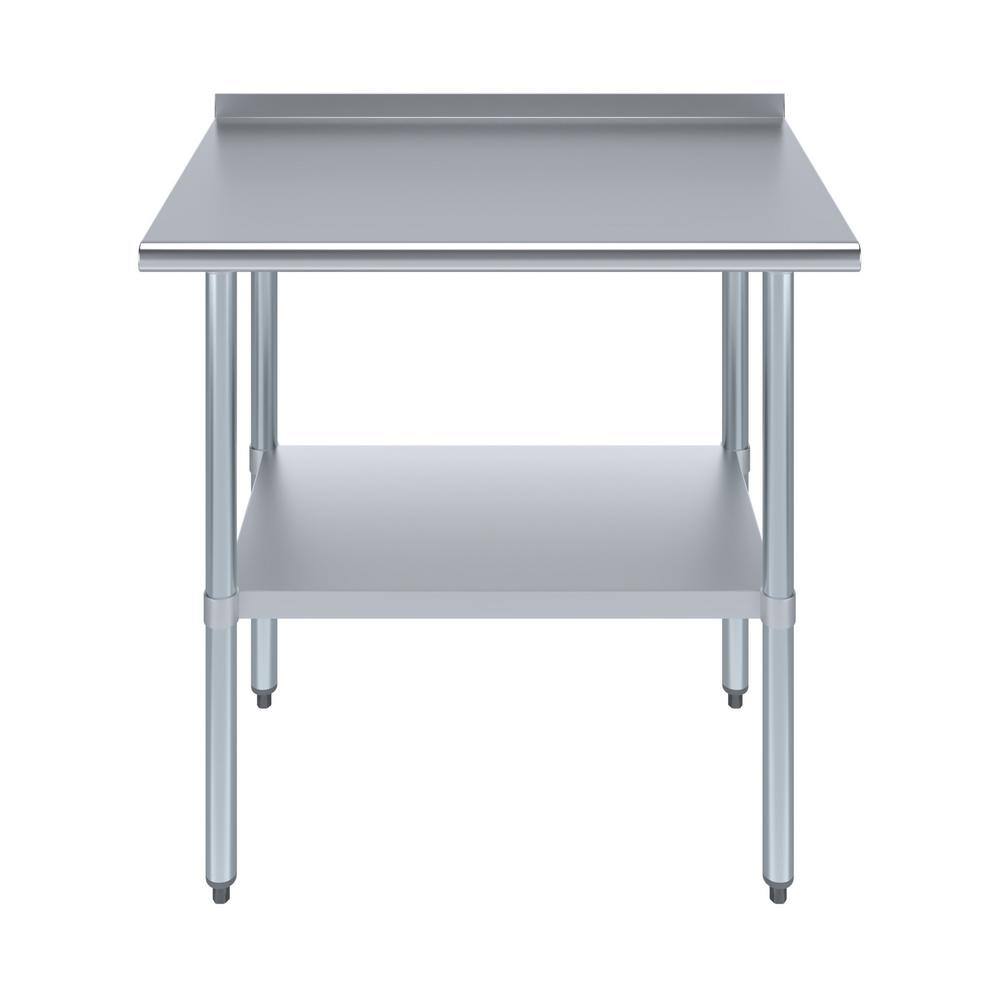 36 Inch Stainless Steel Kitchen Utility Table with Adjustable Shelf