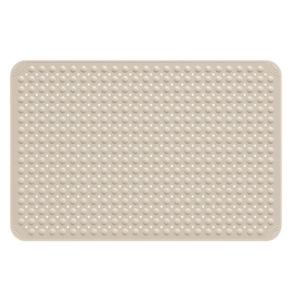 Wudkey 34.3 in. L x 23.3 in. W x 0.35 in. H Anti Slip Extra Large Shower Mat in Apricot with Drain Holes and Suction Cups