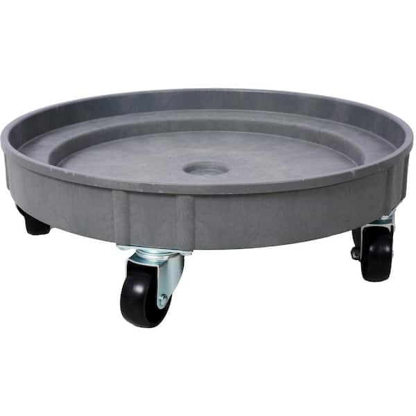 WRIGHTMASTER 30 Gallon and 55 Gallon Heavy Duty Plastic Barrel Dolly with 5 Swivel Casters Wheel, 900 lbs. Capacity, Gray
