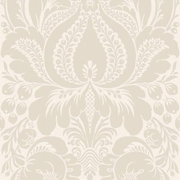 The Wallpaper Company 56 sq. ft. Greige Large Scale Damask Wallpaper