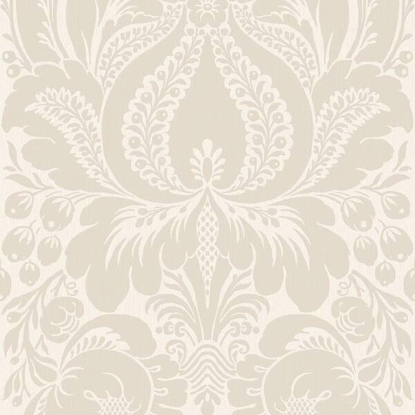 The Wallpaper Company 8 in. x 10 in. Greige Large Scale Damask Wallpaper Sample