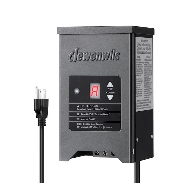 Low Voltage 150-Wattage Metal Landscape Lighting Transformer Outdoor w/Dusk to Dawn Sensor and Timer, 120V to 12V/15VAC