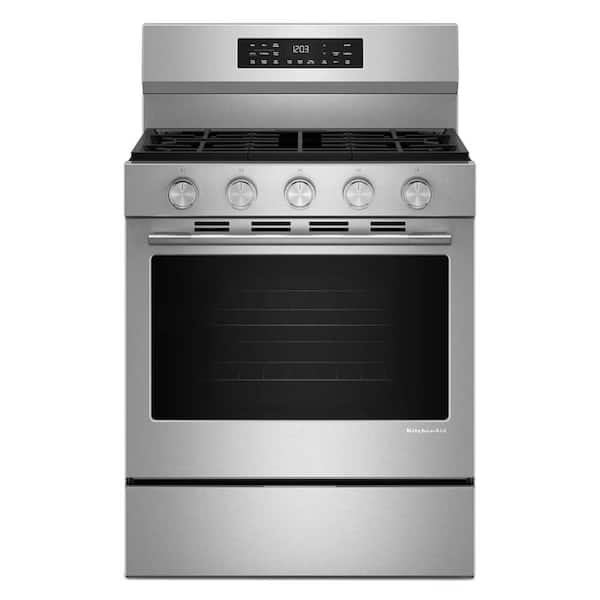 30 in. 5 Element Freestanding Gas Range in PrintShield Stainless Finish with Convection Cooking Modes