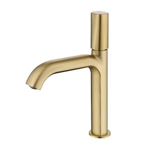 Single Handle Single Hole Bathroom Faucet Brass Modern Deck Mount Bathroom Sink Vanity Taps in Brushed Gold