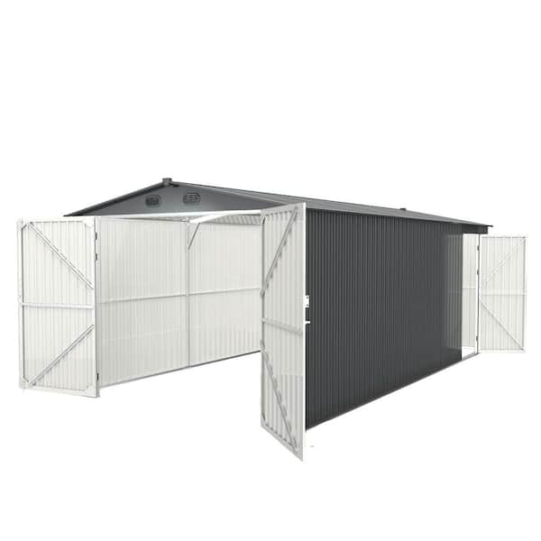 Boosicavelly 20 ft. W x 10 ft. D Dark Gray Metal Shed with 4-Vents and Lockable Door(200 sq. ft.)
