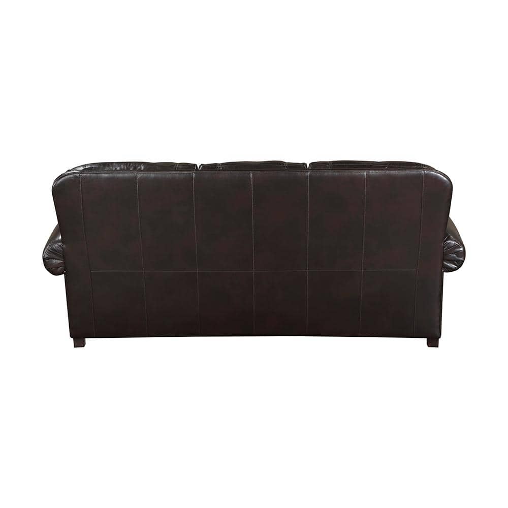 Milford Brown Faux Leather Lawson Sofa with Nailhead Trim