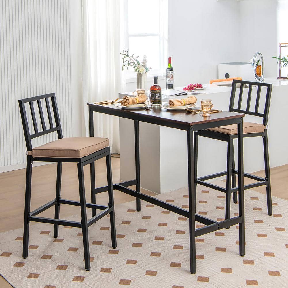 Costway Set of 2 27 in. Patio Metal Bar Stools Outdoor Bar
