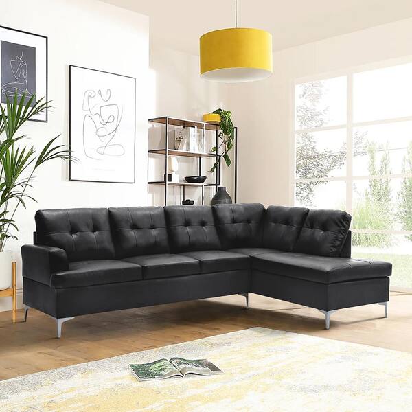 Lazzara Falun 109 in. Straight Arm 2-piece Faux Leather Sectional