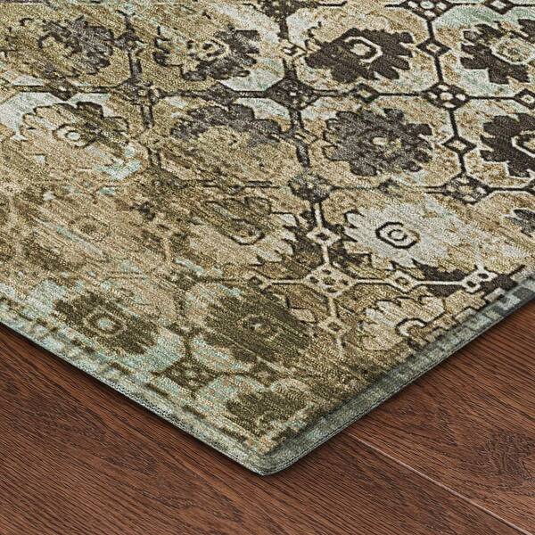 Mayfield Premium Machine Washable Abstract AMF2433 Khaki 2 ft. x 3 ft. Accent Rug