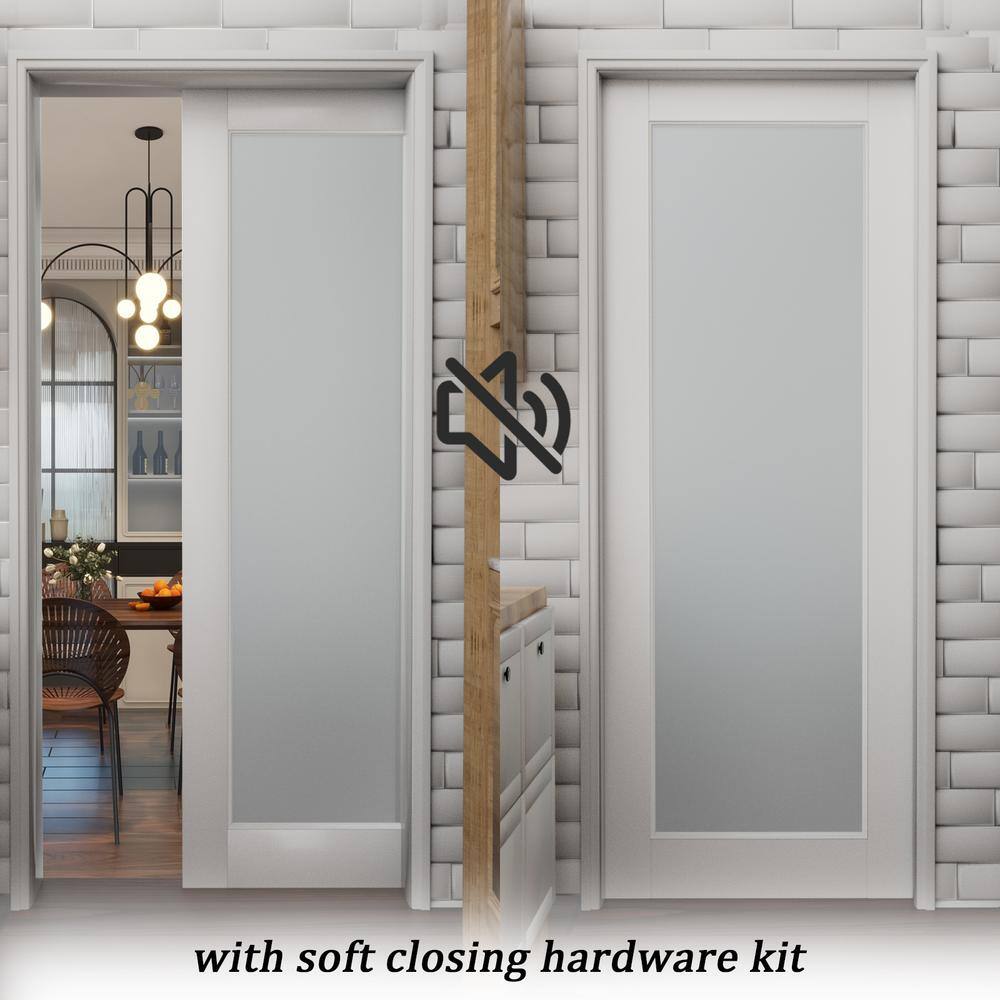 White Primed MDF Pocket Door Frame with Soft Close Hardware Kit