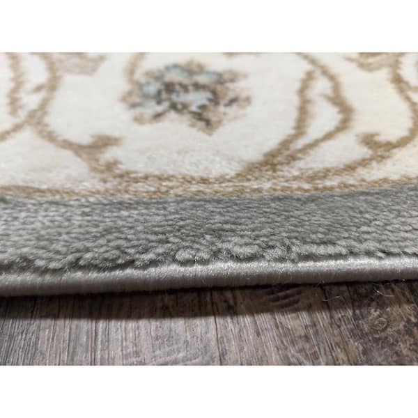 Pisa Gray 5 ft. x 7 ft. Traditional Oriental Floral Scroll Area Rug