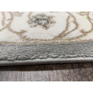 Pisa Gray 2 ft. x 8 ft. Traditional Oriental Floral Scroll Area Rug