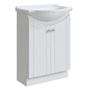 Highmont 24 in. W x 17-1/8 in. D Bath Vanity in Linen White with Porcelain Vanity Top in Solid White with White Basin